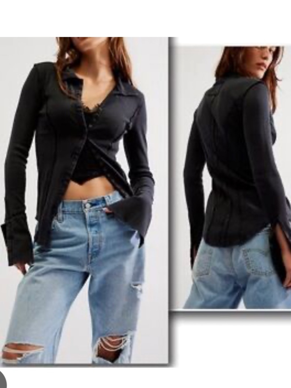 Free People We the Free Dropping Tears Shirting Boho Shirt Button Front Top